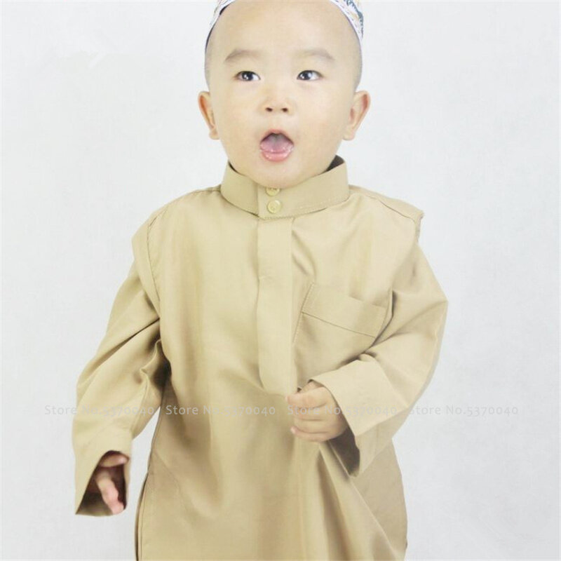 Abaya de oração tradicional infantil para meninos, roupas islâmicas, Jubba Thobe árabe, Arábia Saudita, Dubai, blusa Eid, vestido muçulmano, vestido de Kaftan