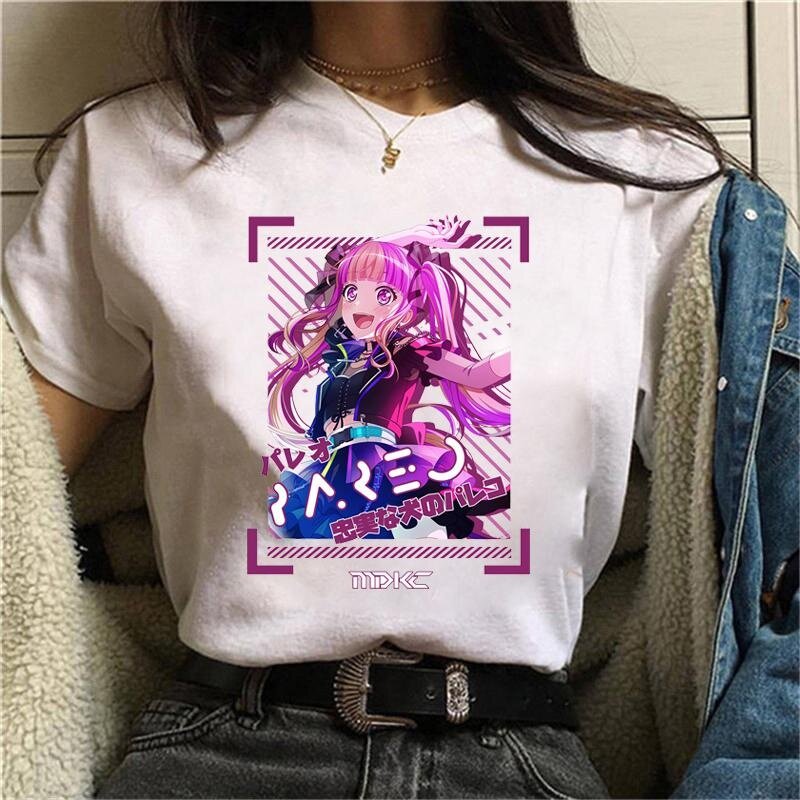 Camisetas estampadas de Anime para mujer, a la moda ropa de calle, camisetas informales de manga corta con cuello redondo
