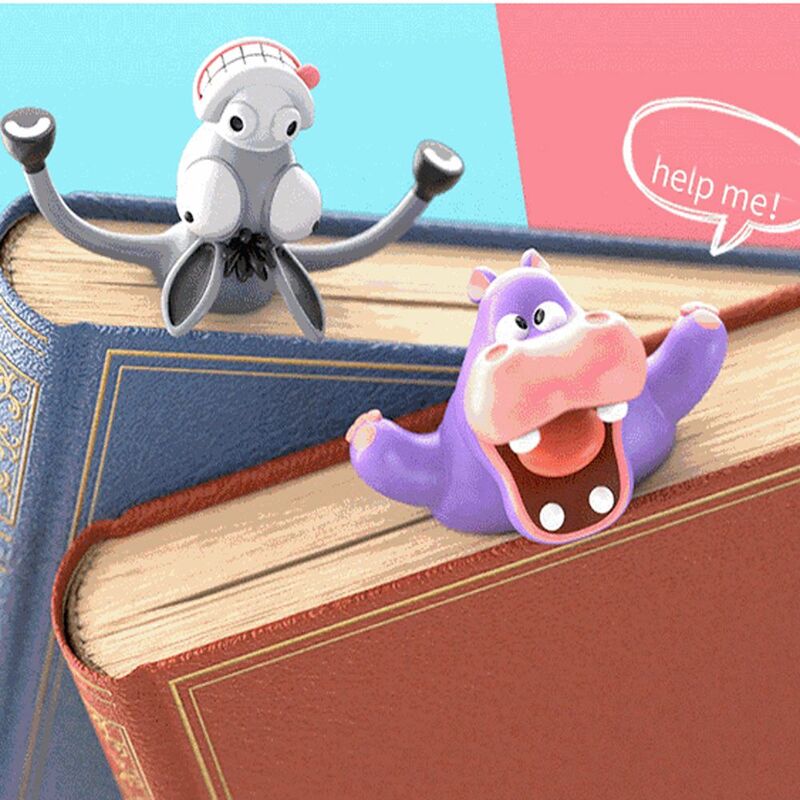 3D Stereo Cartoon Animal Bookmarks, Série Oceano, Selo, Polvo, Gato, Panda, Shiba Inu, Papelaria Criativa para Crianças