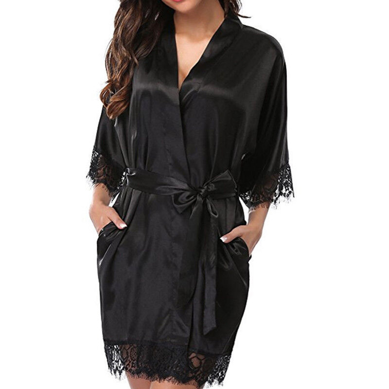 Пикантное женское шелковое кружевное белье с вышивкой, французский романтический халат с коротким рукавом, одежда для сна, халат, женская ночная рубашка, ночная рубашка, одежда для сна