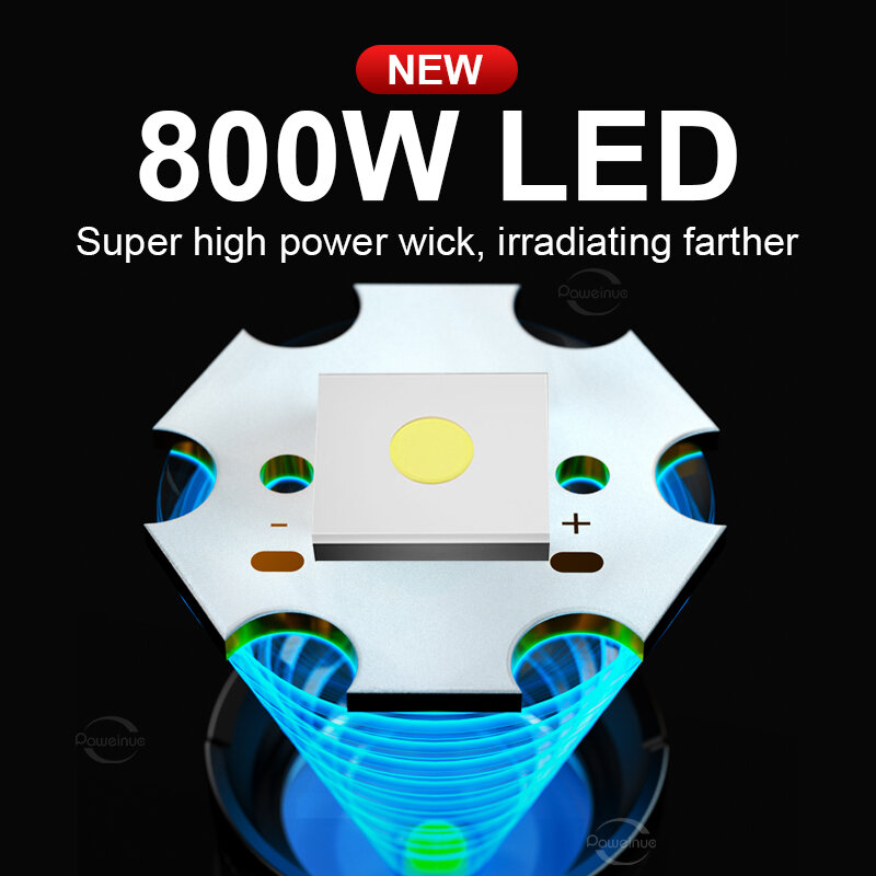10000 مللي أمبير عالية الطاقة مصابيح كاشفة بلمبات LED نوع-C قابلة للشحن LED الشعلة 5000 متر مصباح يدوي قوي للغاية في الهواء الطلق فانوس تكتيكي