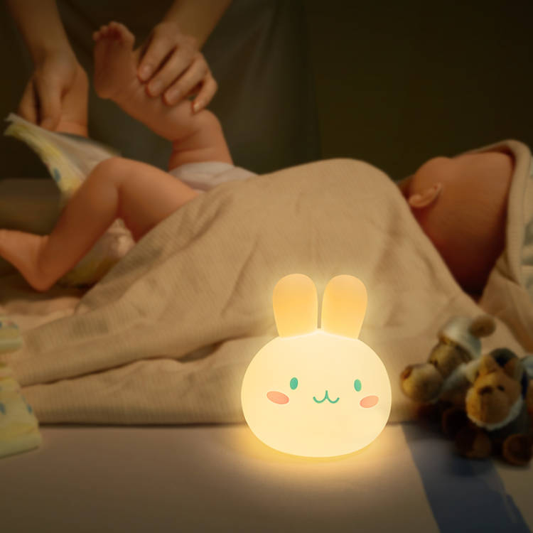 Прикроватный мультяшный ночник, искусственный и милый кролик, мороженое для сна, разноцветная защита глаз в спальне, силиконовый чехол