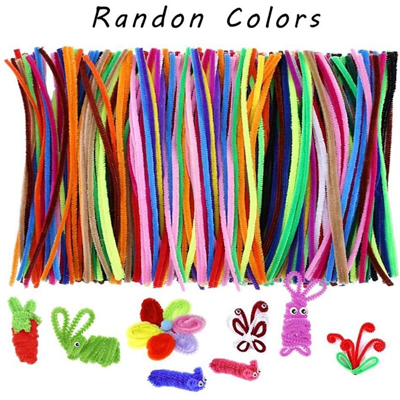 200 Pcs Random Colors Pipe Cleaners Chenille Stem 6Mmx12 Inch For DIY Art Crafts Decorations