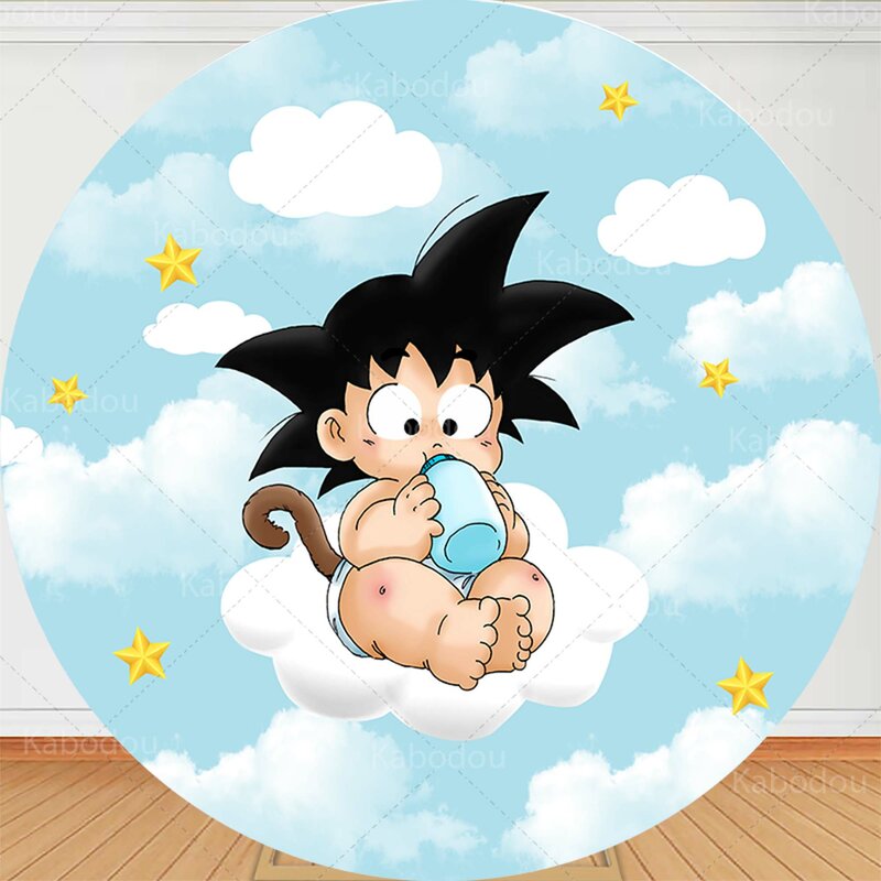 Dragon Ball Round Baby Goku Pano de fundo, Fotografia Fundo, Circle Studio Prop, Meninos Birthday Party Decoration, Baby Shower