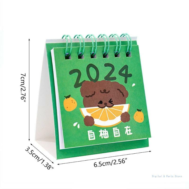 M17F Ally Magic Desktop Calendar, 2024 Mini Cartoon Flip Up Monthly Planner para el hogar Oficina Escuela Decoraciones