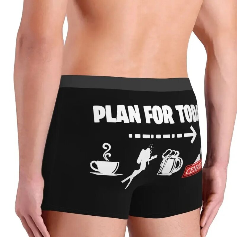 Man Plan For Today Funny Coffe Dive Beer Sex Underwear Diving Freediving Sexy Boxer Shorts Panties Homme Polyester Underpants