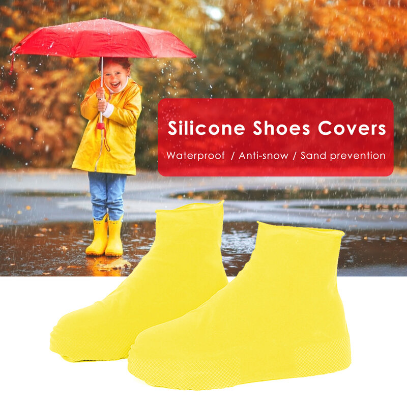 2pcs Outdoor Rainy Days Waterproof Non-slip Silicone Shoes Cover Unisex Wear-resistant Elastic Rain Shoes Boots Protector