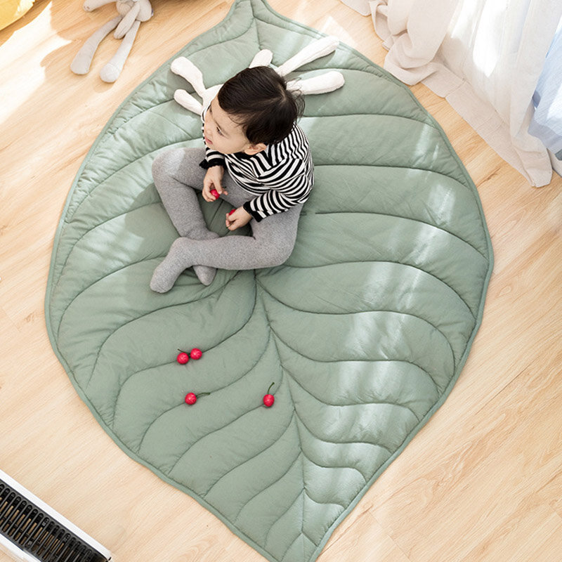 Nordic dywan dla dziecka mata do zabawy kształt liścia bawełniany koc noworodek podkładka do pełzania dywaniki podłogowe mata dla dzieci dekoracja salonu