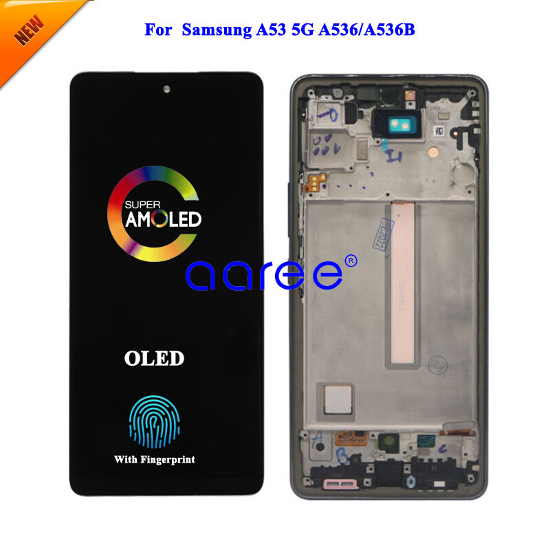 Amomled จอ LCD OLED สำหรับ Samsung A53 A536 LCD 5G สำหรับ Samsung A53 5G ชุดประกอบดิจิไทเซอร์ระบบสัมผัสหน้าจอ LCD A536B 5g
