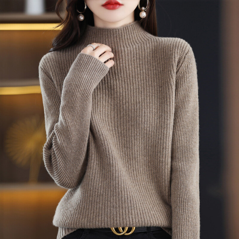女性用タートルネックセーター,秋冬用のゆったりとした厚手のセーター,タートルネック,ニット,2022
