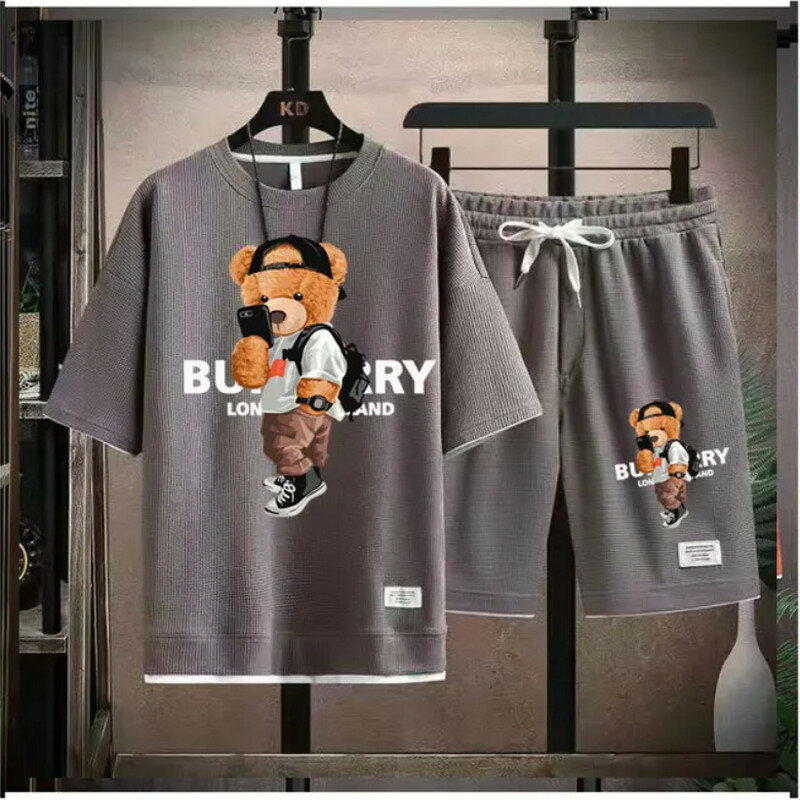 Hip Hop Sommer Streetwear Katze Grafik Luxus Short Sets Männer Designer Kleidung übergroße Unisex T-Shirt Shorts Marke Outfit Strand
