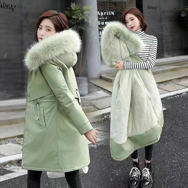 Women 2023 new cotton clothing foreign style mid-length style pile thicker Korean version loose cotton clothing winter clothing
