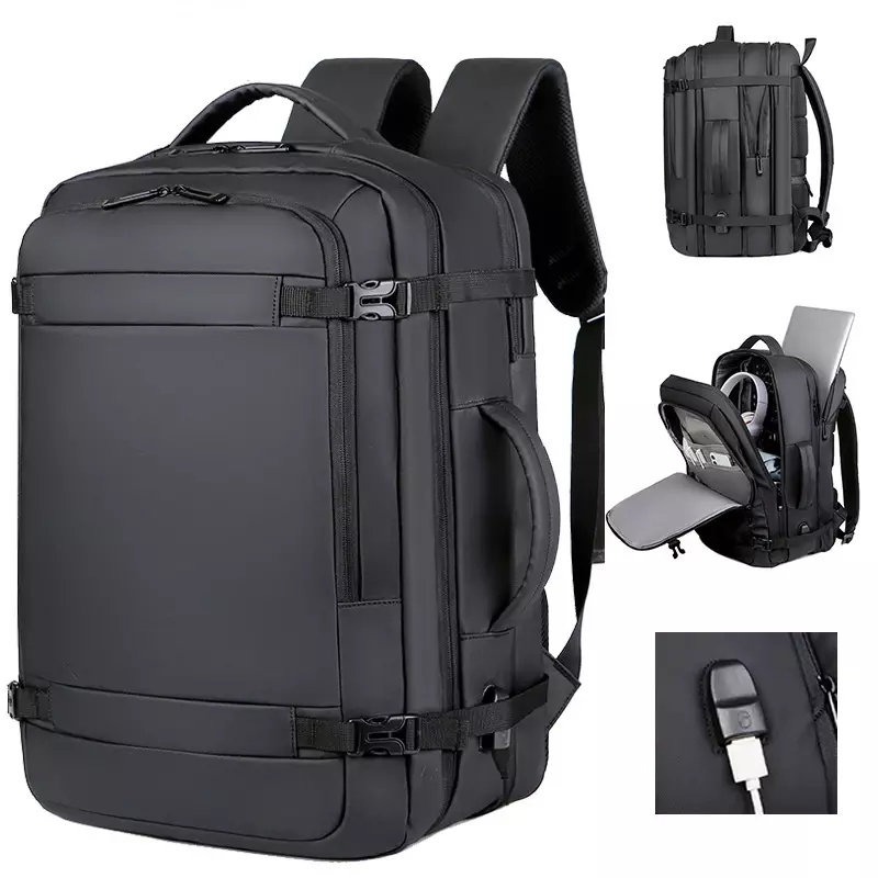 Mochila de viaje de negocios multifuncional para hombre, mochila impermeable de gran capacidad, carga USB, 45l