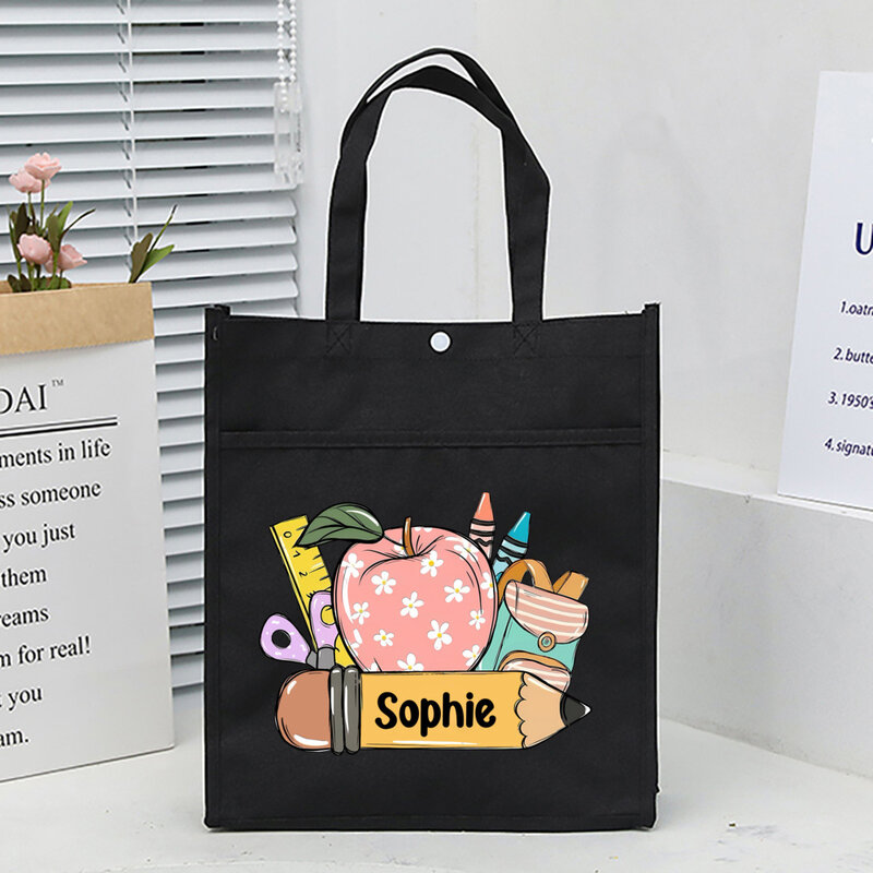 Personalized Kids Library Tote Back To School Bags Homeschool Custom  Name Reading Books Bag Kids Birthday School Opens Gifts