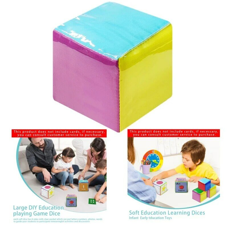 Learning Cubes Pocket Classroom Dices DIY Education Playing Game Dices Teaching Stacking Blocks with 6Pcs Clear Pocket