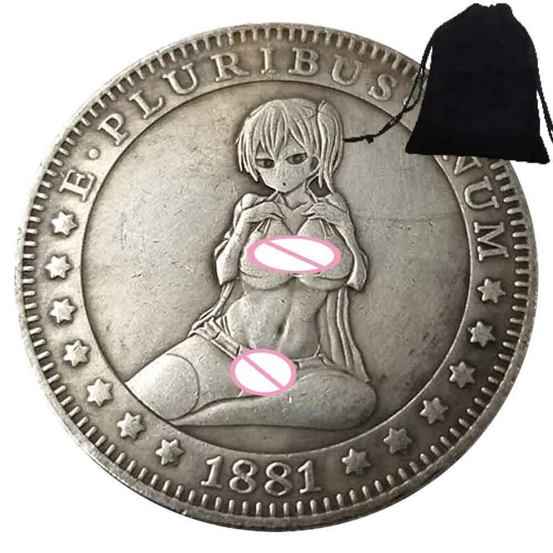 Luksusowe romantyczna dziewczyna powodzenia monety sztuki 3D pamiątkowa para monety kieszonka zabawna moneta pamiątkowa szczęśliwa moneta + torba na prezent