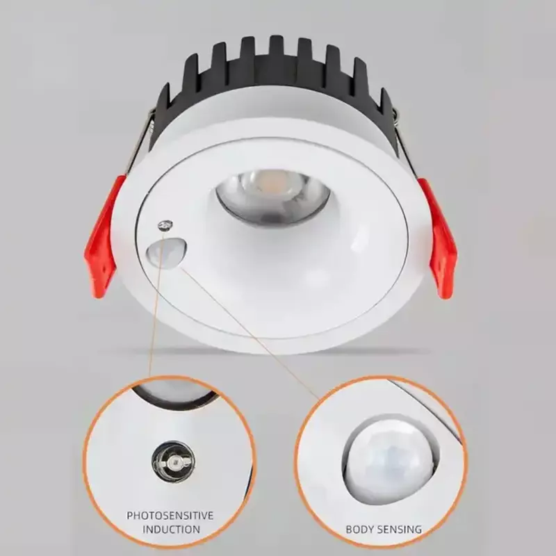 Plafonnier LED à Induction Encastrée avec Capteur de Mouvement, Cadre Étroit, Anti-Éblouissement, Spot Encastré en Aluminium