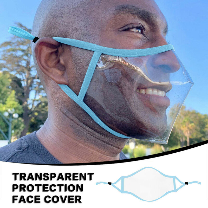 Mascarilla transparente a la moda para adultos, máscara cómoda impermeable con ventana transparente, expresión Visible para sordos y personas con problemas de audición