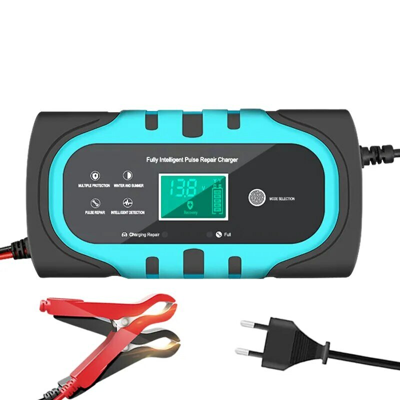 Fully Automatic Battery Charger 12V 10A 180W Digital Display Battery Charger Pulse Repair For Car Motorcycle AGM GEL Wet
