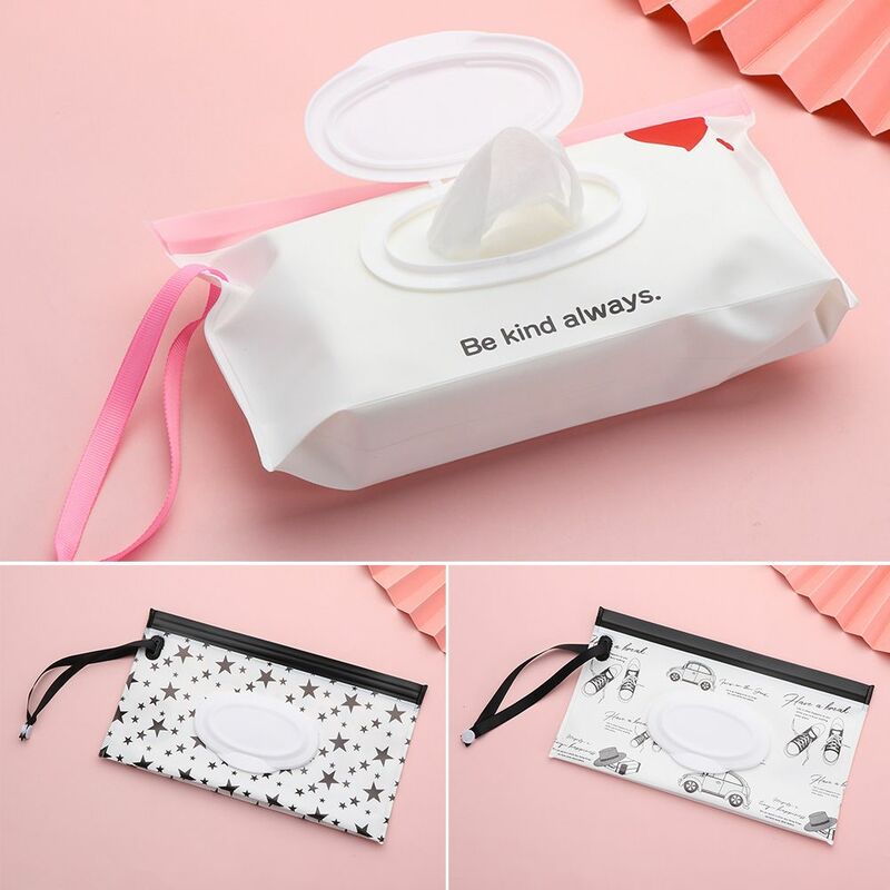 Handige Schattige Snap-Strap Flip Cover Draagtas Baby Product Kinderwagen Accessoires Cosmetisch Zakje Natte Doekjes Zak Tissue Box