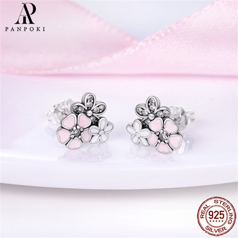 Heiße 23 Stil Sterling Silber Gänseblümchen Blume Frauen Ohr stecker passen original Pandora Ohrringe Damen Hochzeits schmuck Geschenke