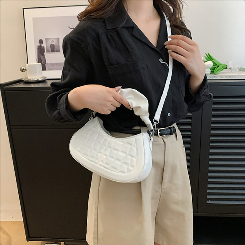 2024 Women Travel Handbags Fashion Pleated Underarm Bags PU Leather Casual Simple Elegant Portable Solid Color Designer Handbags