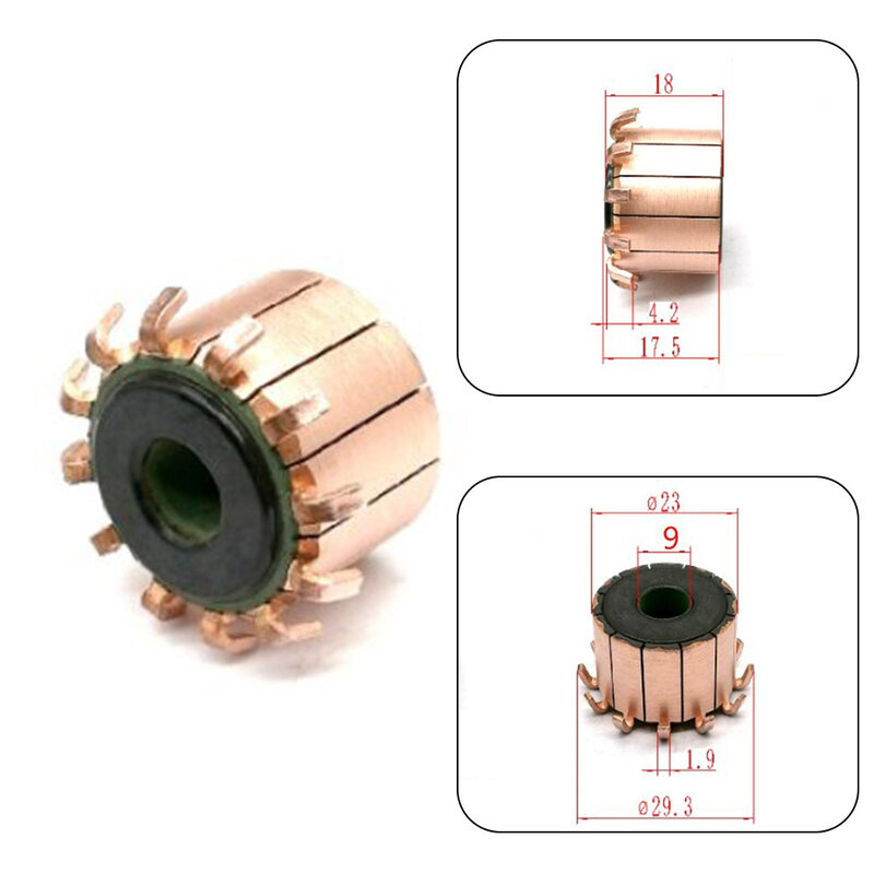 Commutator High Performance 12P Copper Motor Commutator 9×23×175(18) mm Excellent Electrical and Mechanical Properties