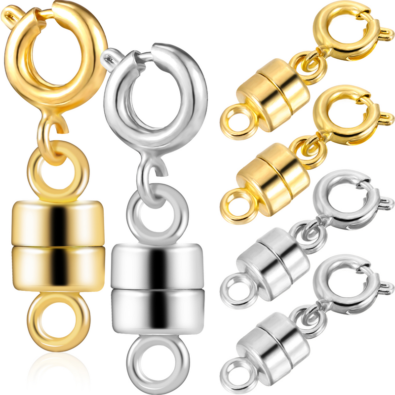 6 pezzi piccoli fermagli di bloccaggio con fibbia magnetica cilindrica convertitori magnetici colore oro e argento chiusura magnetica a moschettone gioielli
