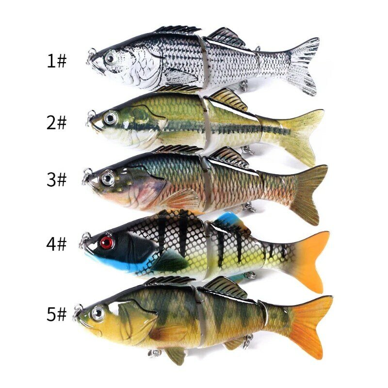 Artificial Fishing Lures Kit, Articulado Swimbait Wobblers, Lifelike Bass Pike, água salgada Hard Lure, 100mm, 18g, 5Pcs
