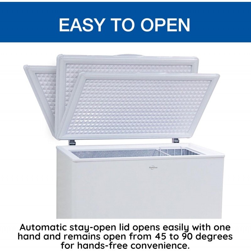 Koolatron Freezer dada besar, 7.0 ft (195L), putih, Manual Defrost Deep Frozen, keranjang penyimpanan, menghemat ruang punggung datar, tetap