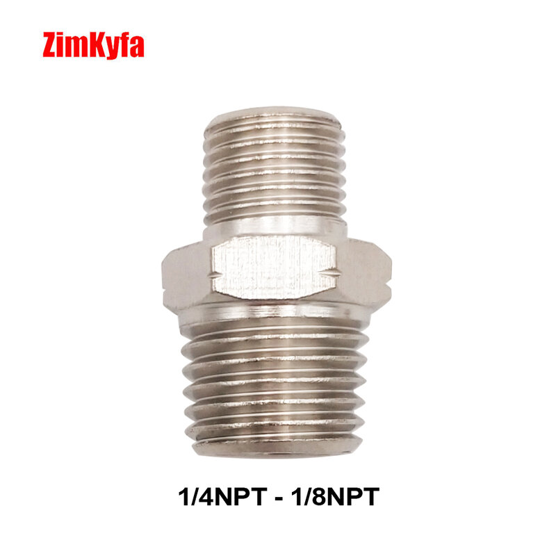 Air Fitting Hose Pipe Hex Nipple Fitting 1/4"NPT,1/8" NPT Male Threads,1/8NPT Inner to 1/4" Outter