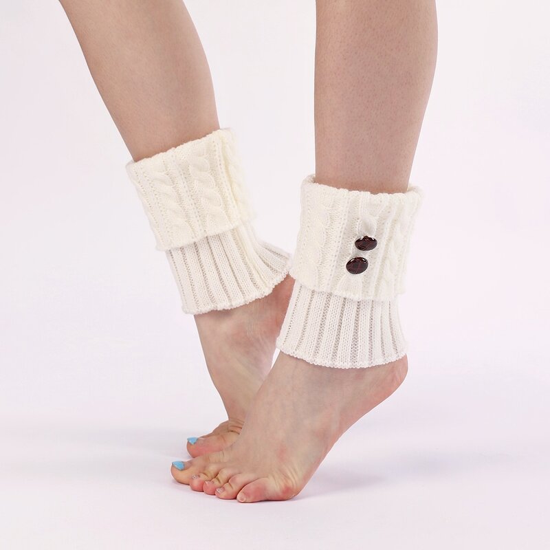 Calentadores de piernas de Color liso para mujer, calcetines térmicos hasta la rodilla para botas, calcetines de punto sin pies, cálidos, Otoño e Invierno