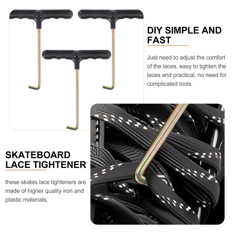 스케이트 신발 후크 레이스 잠금 도구, 내구성 풀러 용품, 신발 끈 조임제, 플라스틱 T자형 액세서리, 3 개