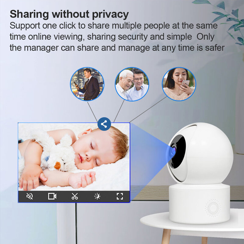 Kamera Video Dalam Ruangan Visi Malam Penuh Warna Kamera Pelacak Manusia Otomatis Monitor Bayi Keamanan Pengawasan WiFi 5MP IP