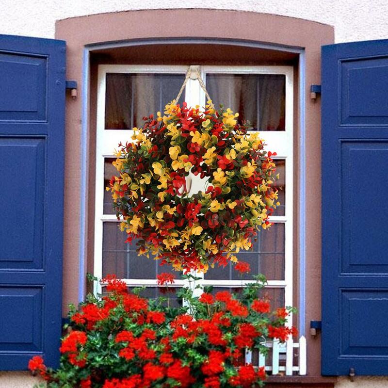 Durable Christmas Wreath Wall Hanging Christmas Wreath Plastic Christmas Wreath Festive Front Door Garland for Wedding Party