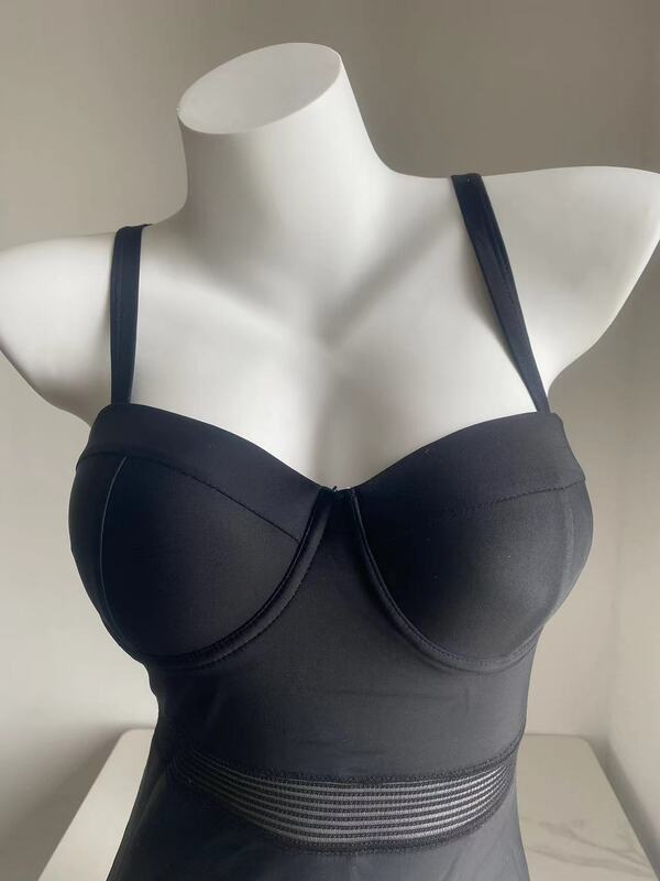 2024 wysokiej jakości seksowne czarne stroje kąpielowe kobiety siatkowy Patchwork Push UP jednoczęściowy strój kąpielowy Monokini kostium kąpielowy