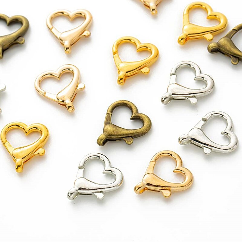 10Pcs 22x26mm Heart Lobster Clasp Hook For DIY Keychain Connectors Bag Clips Hook Dog Chain Buckles Jewelry Making Accessories