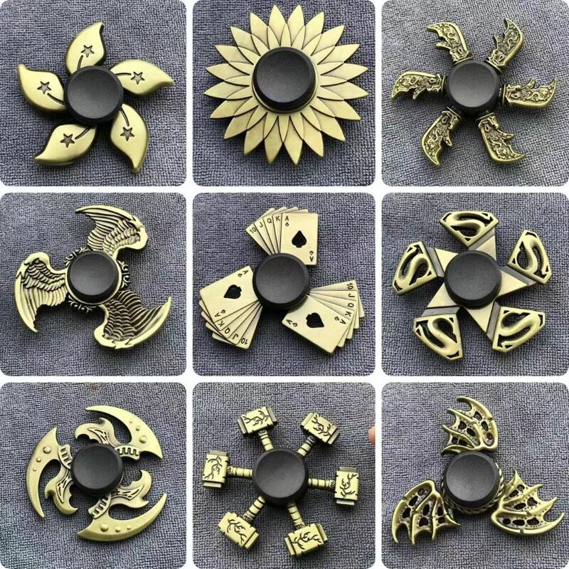 Metal Finger Spinner Puzzle Toy Brass Color ADHD Anxiety Fidget Spinner Exterior Smooth Zinc Alloy Hand Spinning Adults Gift