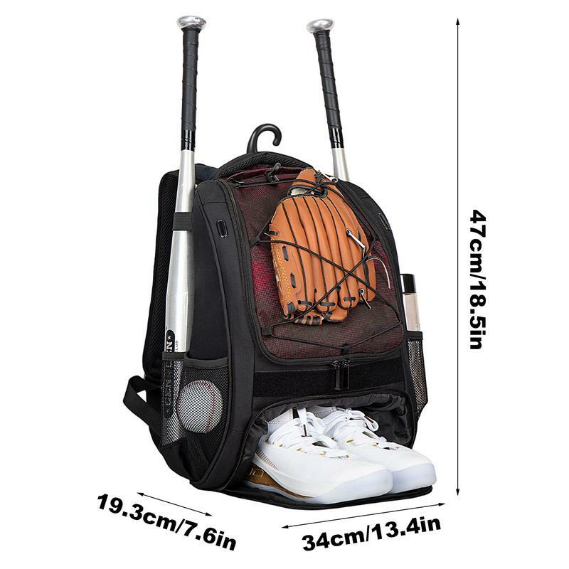 Бейсбольная сумка для мальчиков, рюкзак для бейсбола с отделением для обуви, Молодежный вместительный рюкзак для бейсбола