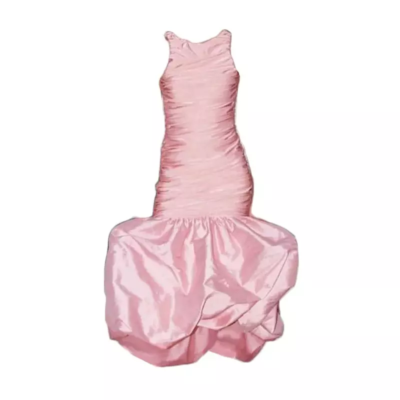 SERENDIPIDTY-vestido de cetim sem mangas para mulher, pacote rosa claro, roupas sereia, dobras traseiras abertas, vestidos longos maxi, vestido sempre bonito