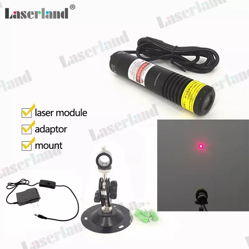 Laser rouge avec support et adaptateur, diode, 648nm, 650nm, 200mW, DOT Tech, LD, 22x120mm