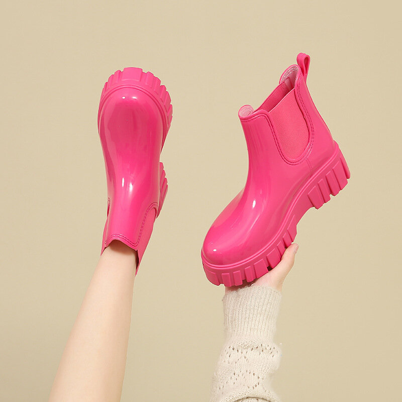 ChimStreet-Bottes de pluie d'extérieur coréennes pour femmes, chaussures coordonnantes courtes, imperméables, nouveau, 2023