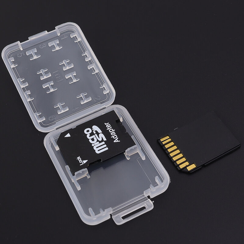 Caixa protetora transparente para cartão de memória SD, estojo de armazenamento portátil, mini tampa protetora clara, adaptadores de cartões SIM, 8 em 1