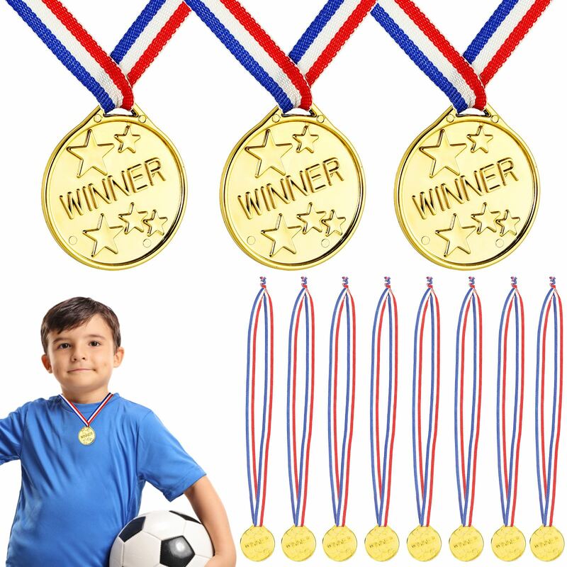 50pcs Plastic Gold Winners Medals Soccer Toys Children'S Medal Prize Awards Toys For Kids Birthday Party Favors Pinata Fillers