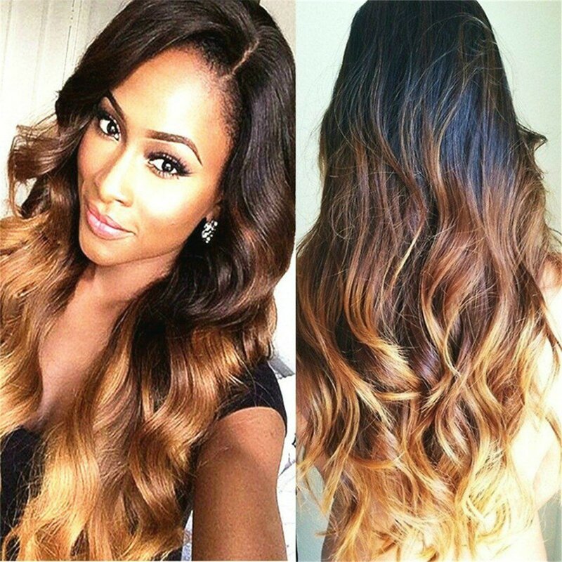 Lace Front Perücken für Frauen Farbverlauf braun gefärbte tägliche Kleidung passend Haarteil Mode All-Match Big Wave lockiges Haar