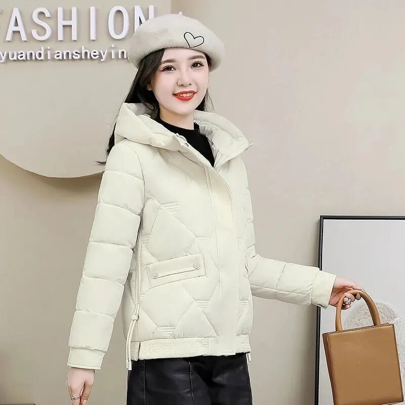 New Winter Fashion Hooded Jacket Women Parkas Down Cotton Coat Ladies Warm Thicken Short Coats Parka Female Padded Overcoat