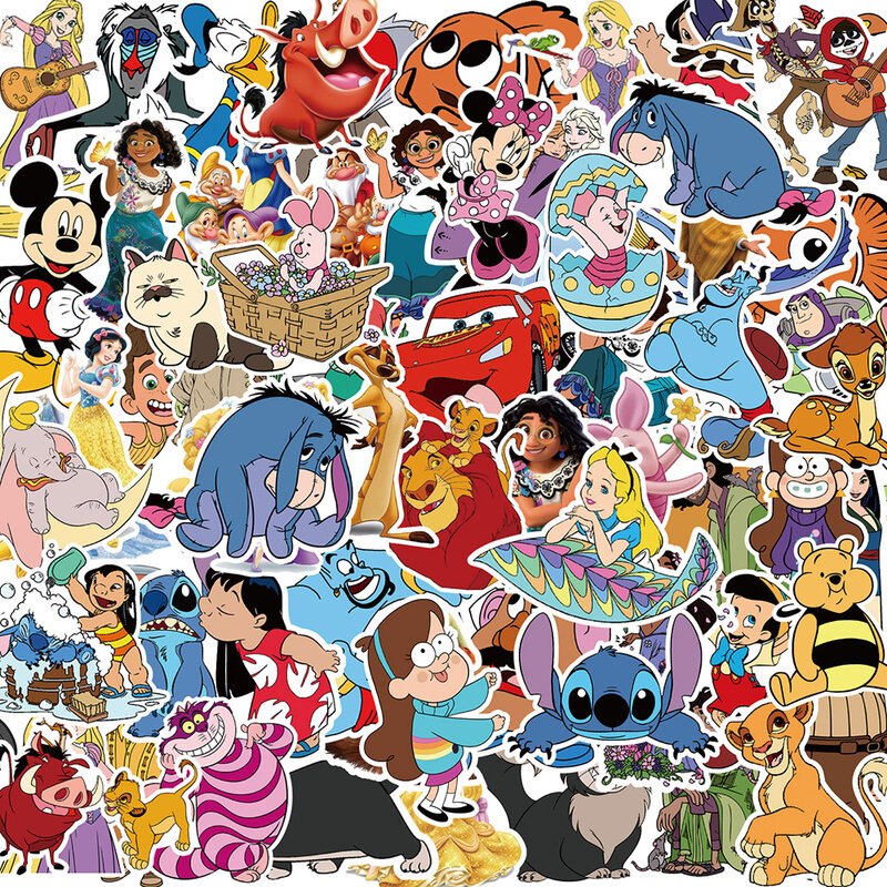 10/30/50/100 sztuk śliczne Disney charakter Mickey Mouse król lew Cartoon naklejki estetyczne Laptop Car Mix Anime naklejki zabawka dla dzieci