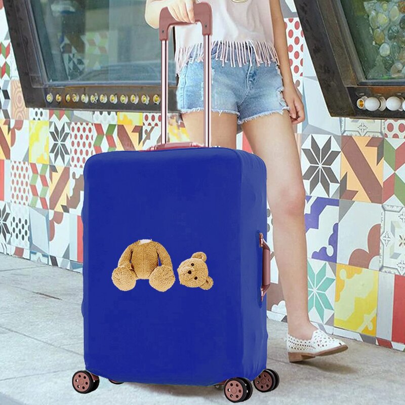 Étui à bagages de voyage résistant aux rayures, housse d'accessoire de voyage à la mode, étui de protection imprimé d'ours, s'applique aux housses de valise de 18 à 28 pouces
