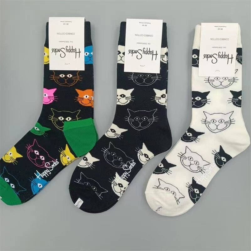 Happy Socken neue Damen Mid Tube Socken hs Baumwolle Vier-Jahreszeiten-Socken Größe 36-40