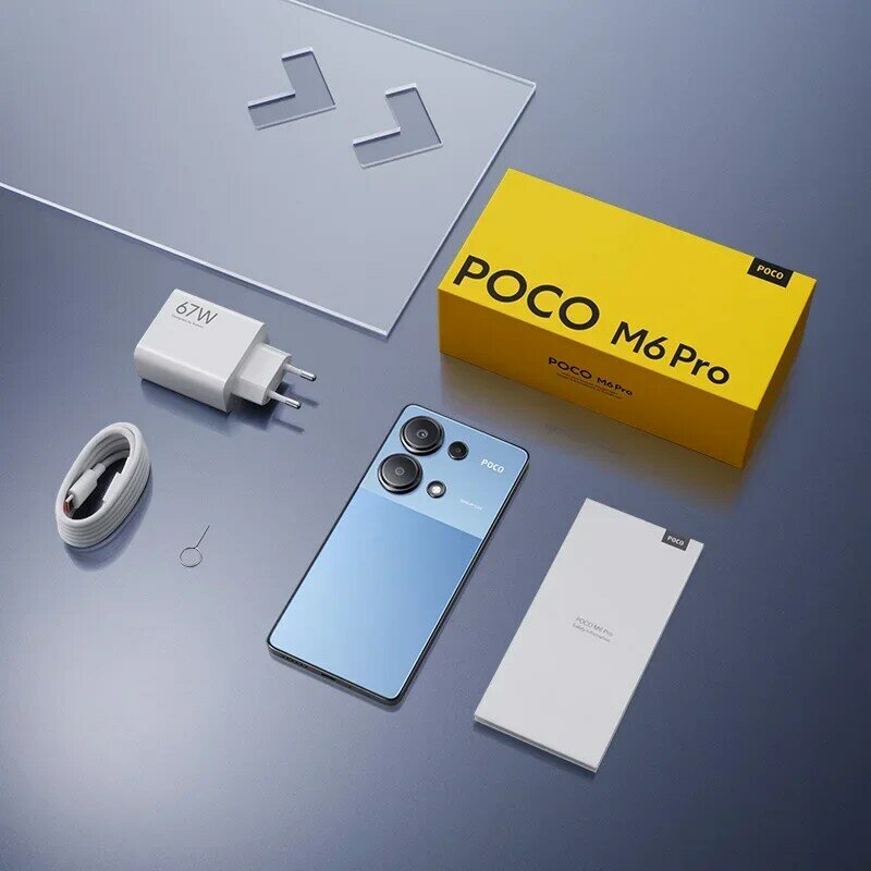 POCO M6 Pro ponsel pintar versi Global 4G Helio G99 Ultra 120Hz Flow AMOLED 64MP kamera tiga dengan OIS 5000mAh 67W turbo chargin